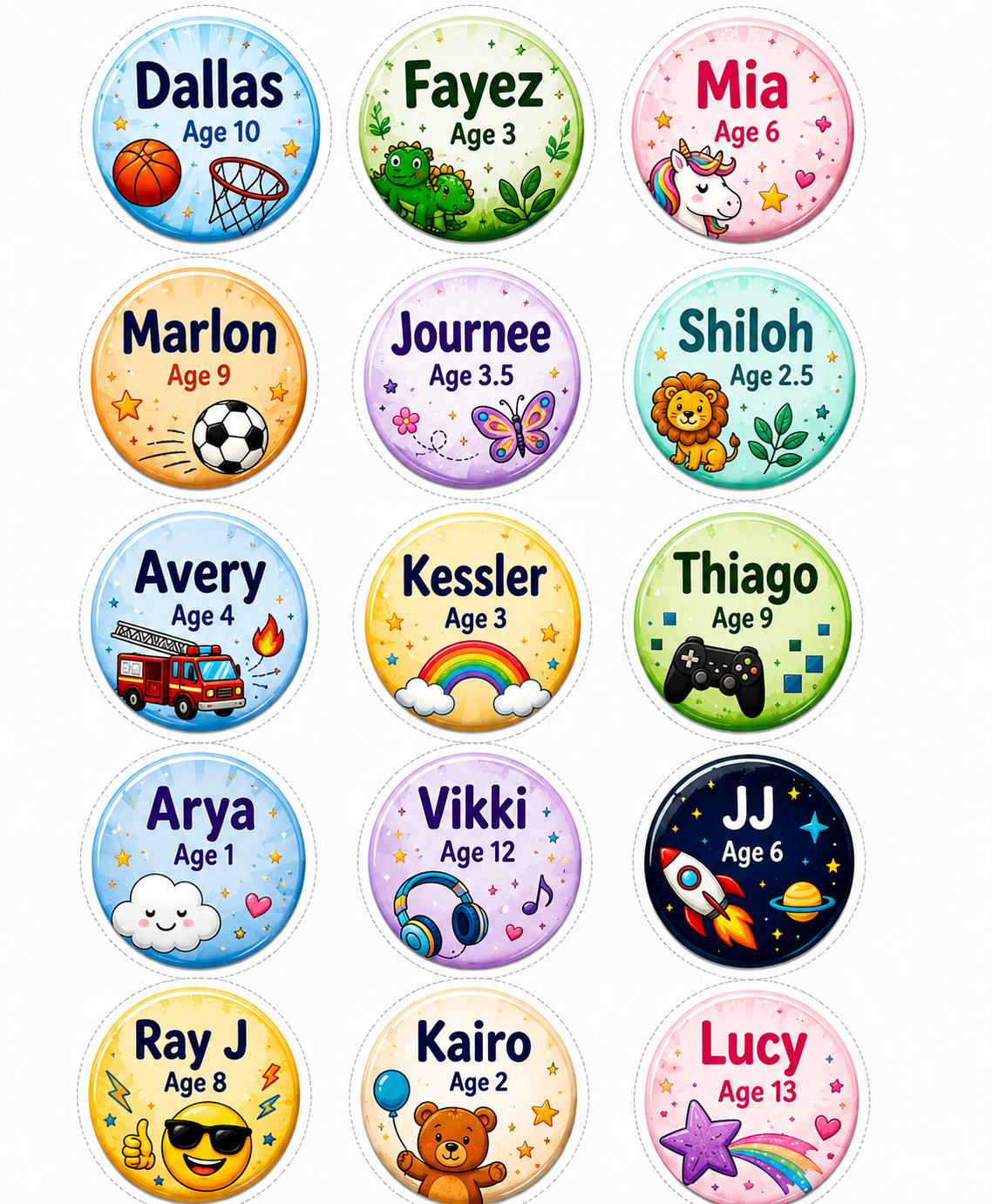 Kids personalized buttons
